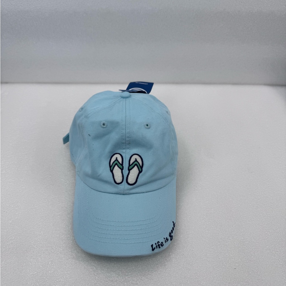 Life is Good Cap Light Blue Flip-Flops Chill Adjustable Strap One Size NWT